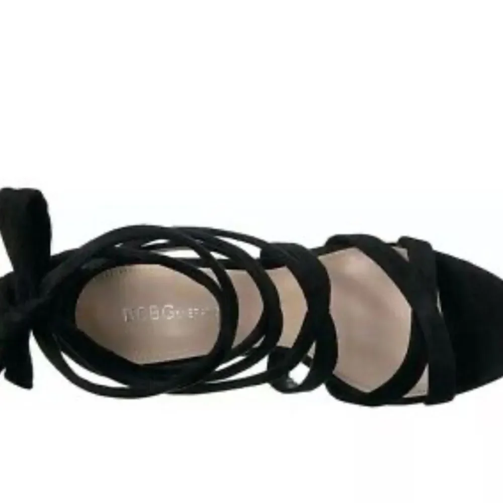 BCBGeneration Janine Lace Up Heeled Sandals, Black, Womens 7 M